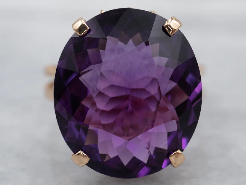 Bold statement gemstone rings for fashion lovers stood out-18K Gold Amethyst Statement Ring