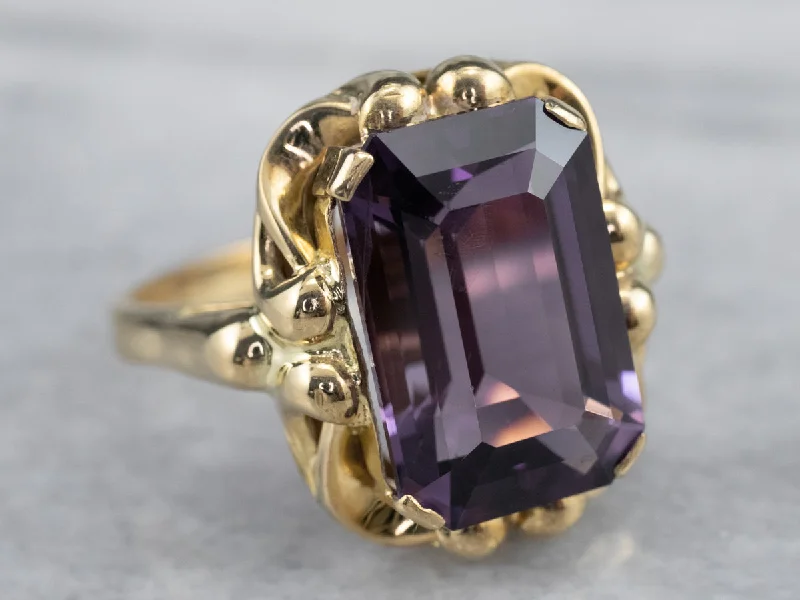 Bold statement gemstone rings for fashion lovers stood out-Vintage Amethyst Solitaire Ring