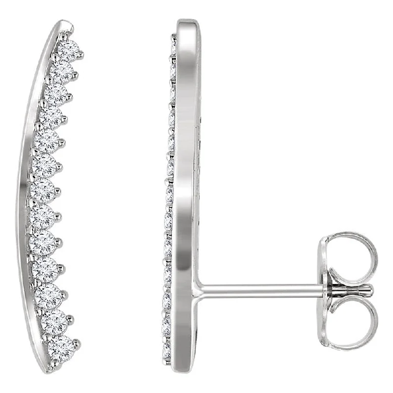 2.7mm x 21mm 14k White Gold 1/3 CTW (H-I, I1) Diamond Ear Climbers