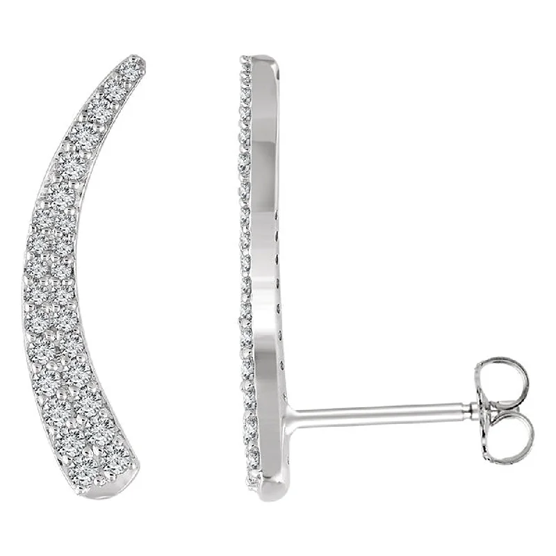 2 x 20mm 14k White Gold 3/8 CTW (H-I, I1) Diamond Tapered Ear Climbers