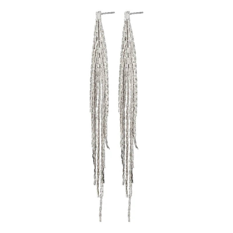 Trendy drop earrings featuring a tassel design for a boho-chic and fashionable style -CARMEN waterfall earrings silver-plated