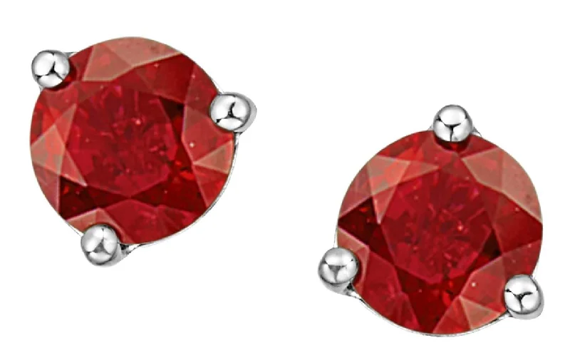 White Gold Ruby Stud Earrings.