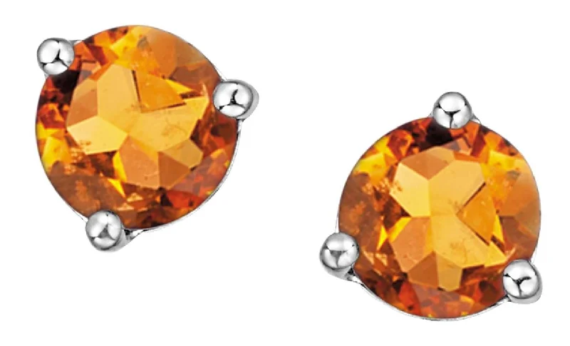 White Gold Citrine Stud Earrings.