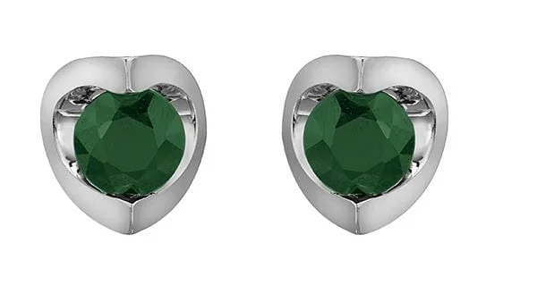 White Gold Emerald Stud Earrings.