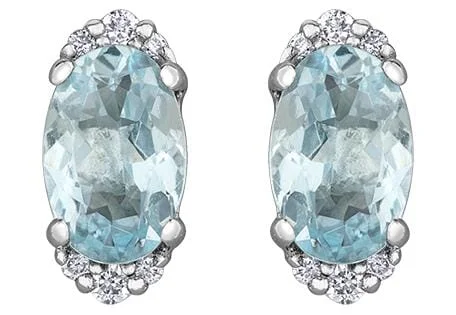 White Gold Aquamarine, Diamond Earrings.