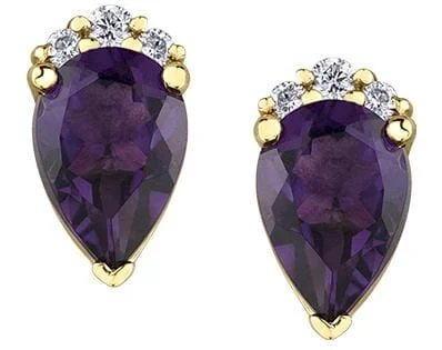 Yellow Gold Amethyst, Diamond Earrings.