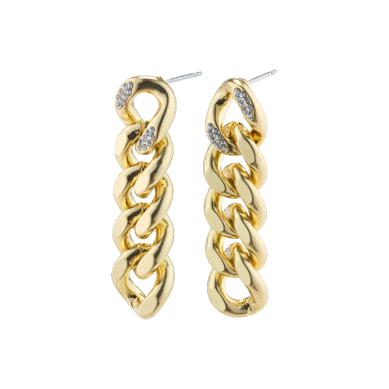 Drop earrings with pearl and crystal combinations for the perfect balance of elegance -CECILIA crystal curb chain earrings gold-plated