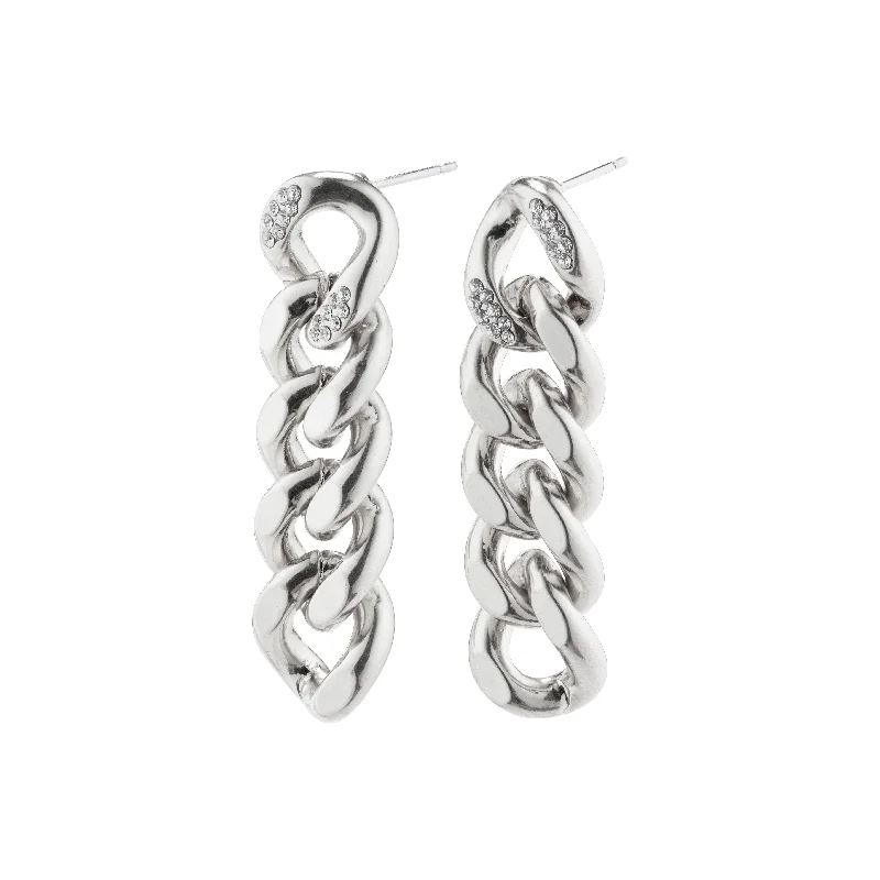 Drop earrings with rainbow-colored stones for a fun and vibrant accessory -CECILIA crystal curb chain earrings silver-plated