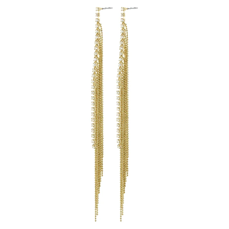 Drop earrings for summer outfits featuring seashells and beach-inspired designs -ANE crystal waterfall earrings gold-plated