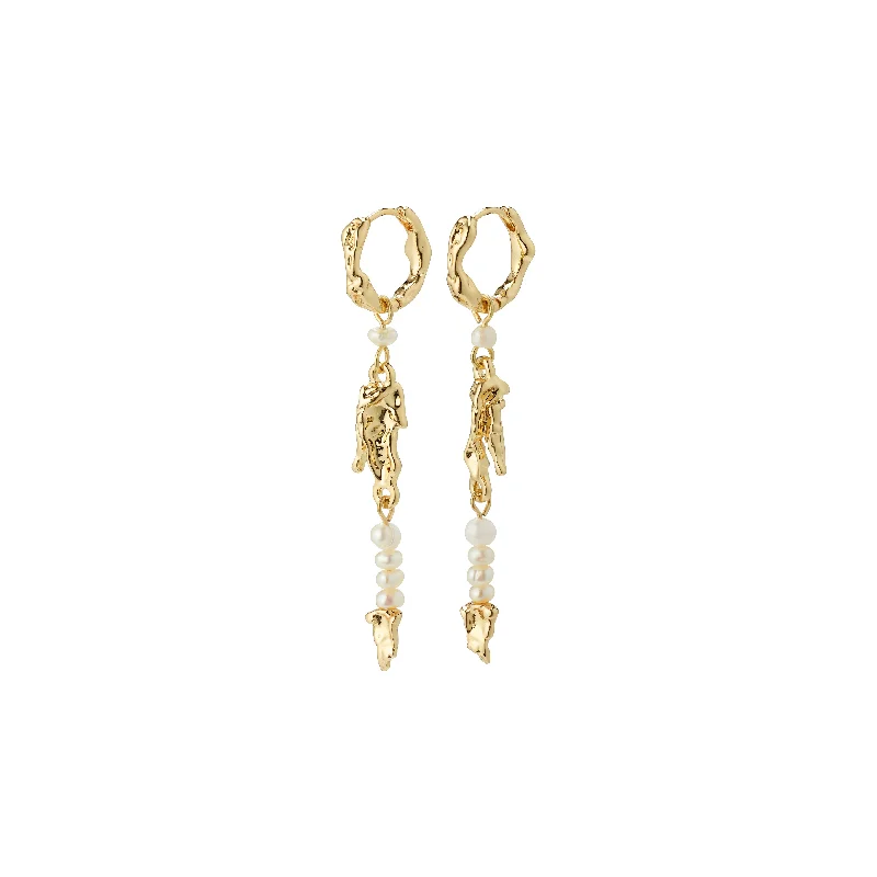 Drop earrings with floral metalwork designs for a vintage-inspired and romantic style -NIYA freshwater pearl earrings gold-plated