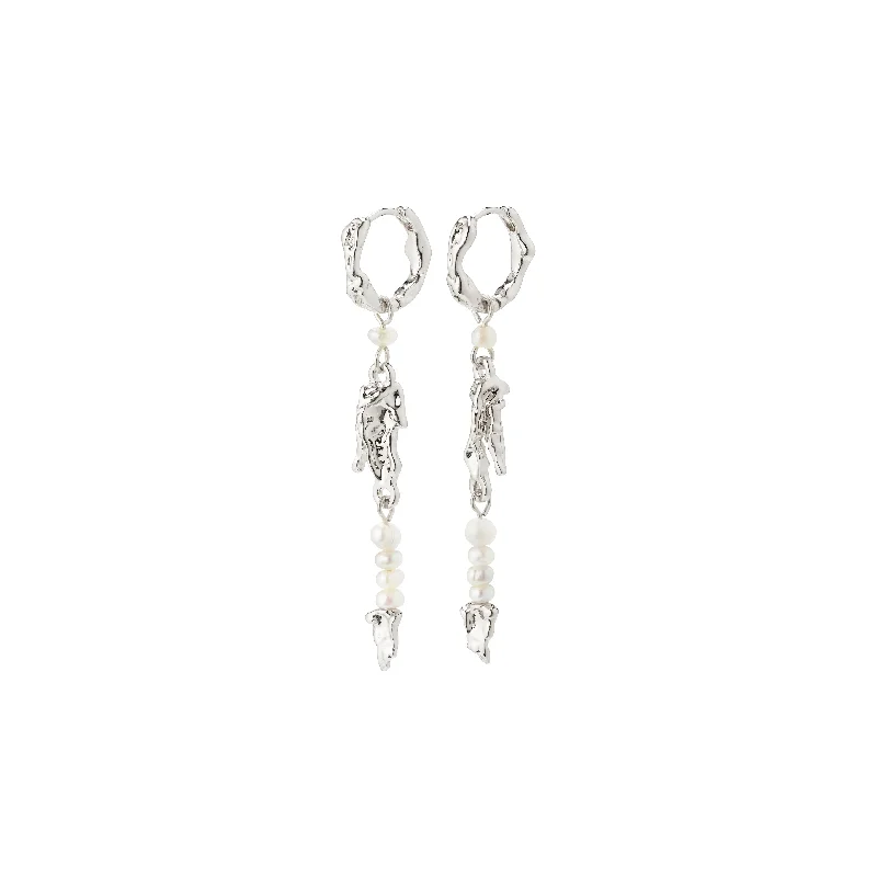 Drop earrings for evening wear with sparkling rhinestones for extra glamour and sparkle -NIYA freshwater pearl earrings silver-plated