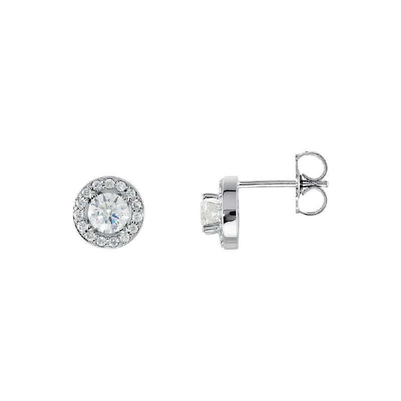 3/8 Cttw Diamond 6mm Halo Style Post Earrings in 14k White Gold