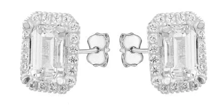 White Gold Cubic Zirconia Stud Earrings.