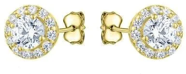 Yellow Gold Cubic Zirconia Stud Earrings.