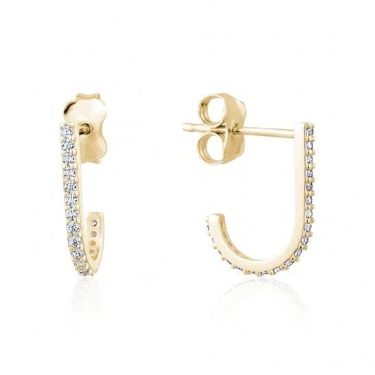 Yellow Gold Cubic Zirconia Stud Earrings.