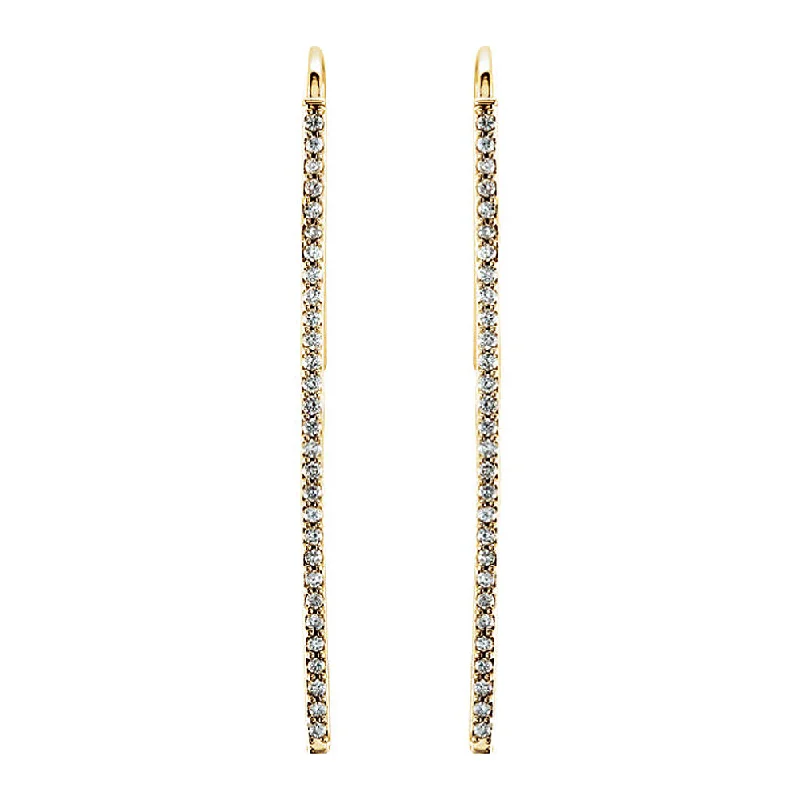 36mm 14k Yellow Gold 1/4 CTW (H-I, I1) Diamond Vertical Bar Earrings