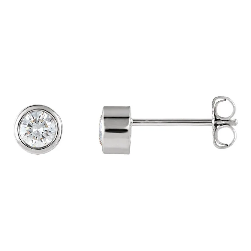 4.1mm Platinum 1/2 CTW (G-H, I1) Bezel Set Diamond Stud Earrings