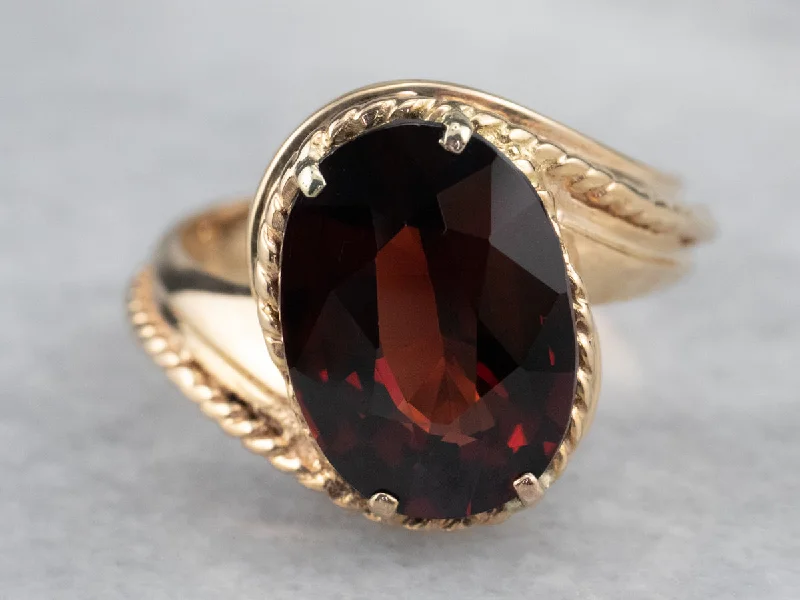 Delicate gemstone rings perfect for stacking adorned her fingers-Nautical Garnet Bypass Ring