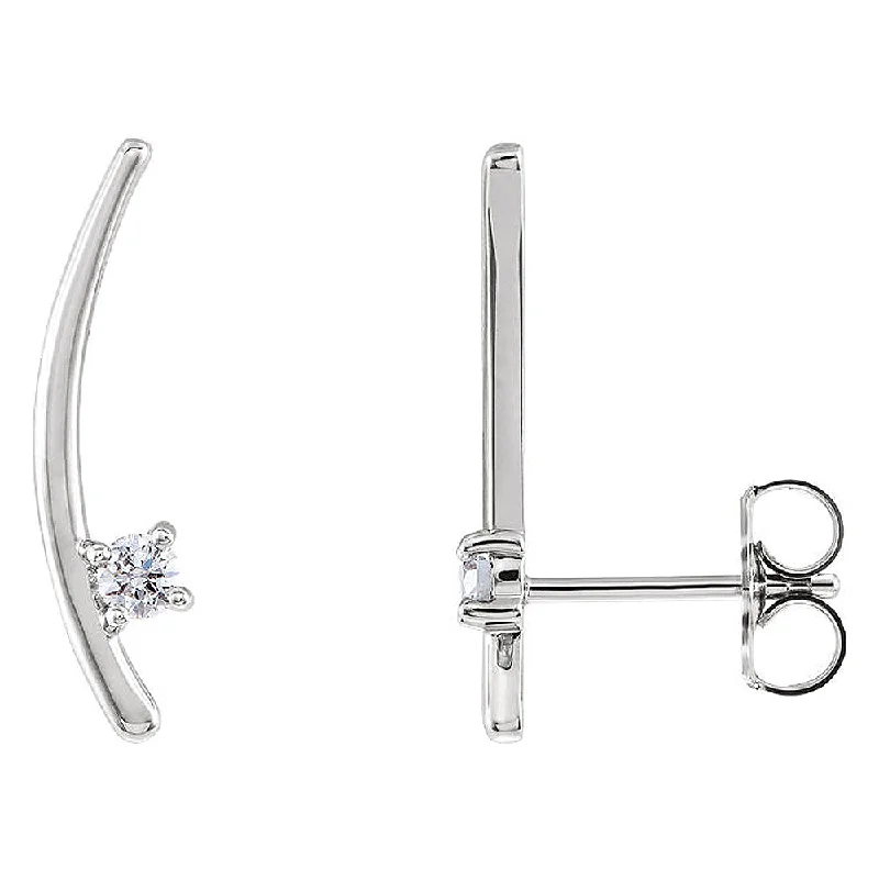 4mm x 18mm 14k White Gold 1/8 CTW (G-H, I1) Diamond Ear Climbers