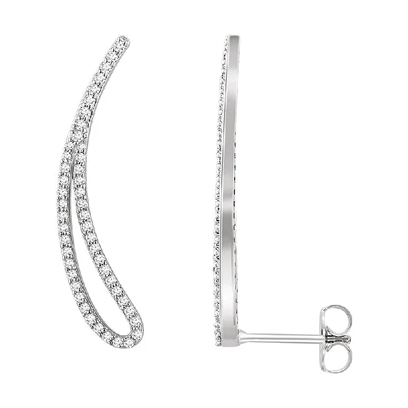 5.5mm x 21mm 14k White Gold 1/4 CTW (H-I, I1) Diamond Ear Climbers