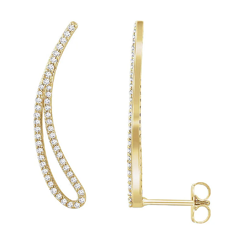 5.5mm x 21mm 14k Yellow Gold 1/4 CTW (H-I, I1) Diamond Ear Climbers