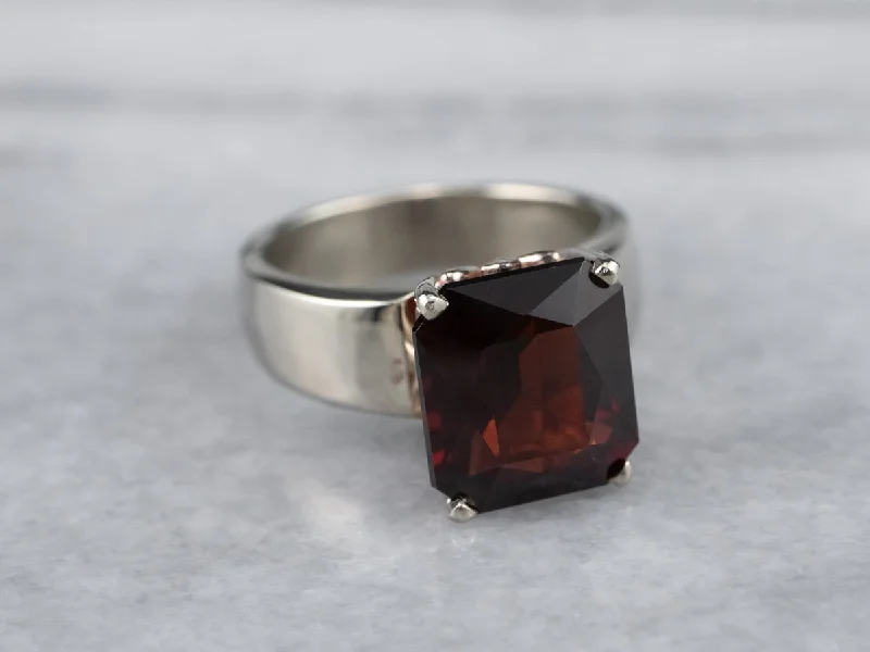 Restored antique gemstone rings regained their original stunning beauty-White Gold Garnet Solitaire Ring