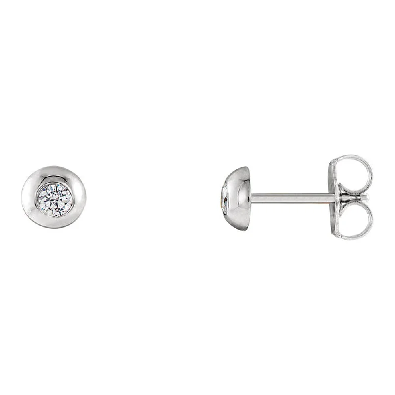 5mm 14k White Gold 1/8 CTW (G-H, I1) Diamond Domed Stud Earrings