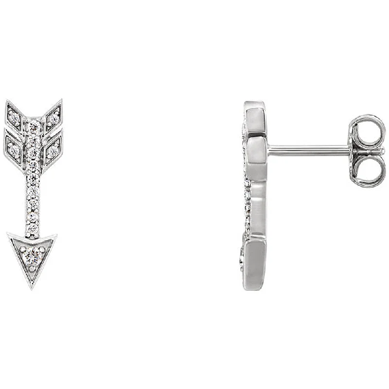 5mm x 17mm 14k White Gold 1/6 CTW (G-H, I1) Diamond Arrow Earrings