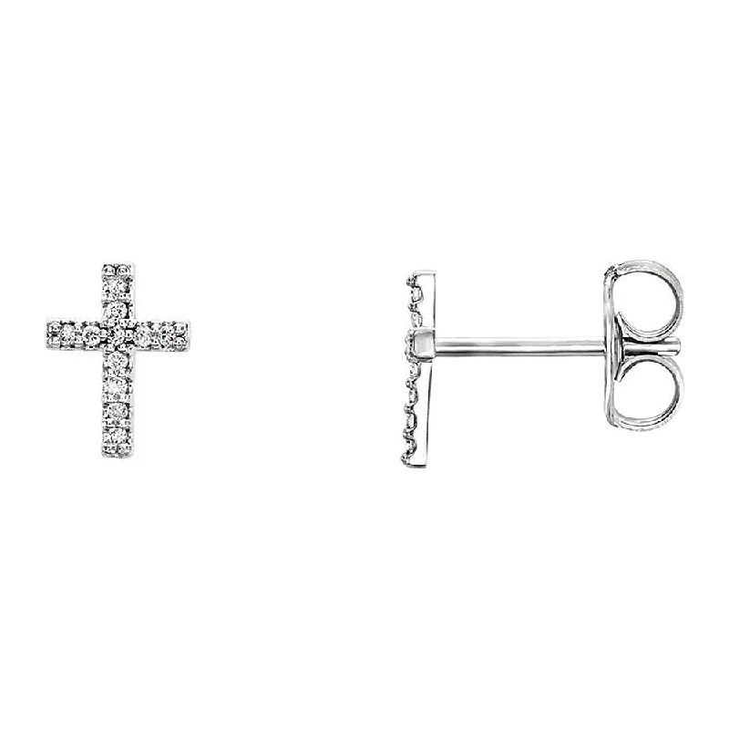 6 x 8mm Platinum .06 CTW (G-H, SI2-SI3) Diamond Tiny Cross Earrings