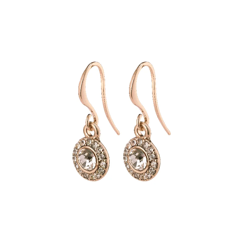 Delicate drop earrings with pearl embellishments for a feminine and refined style -CLEMENTINE crystal earrings rosegold-plated