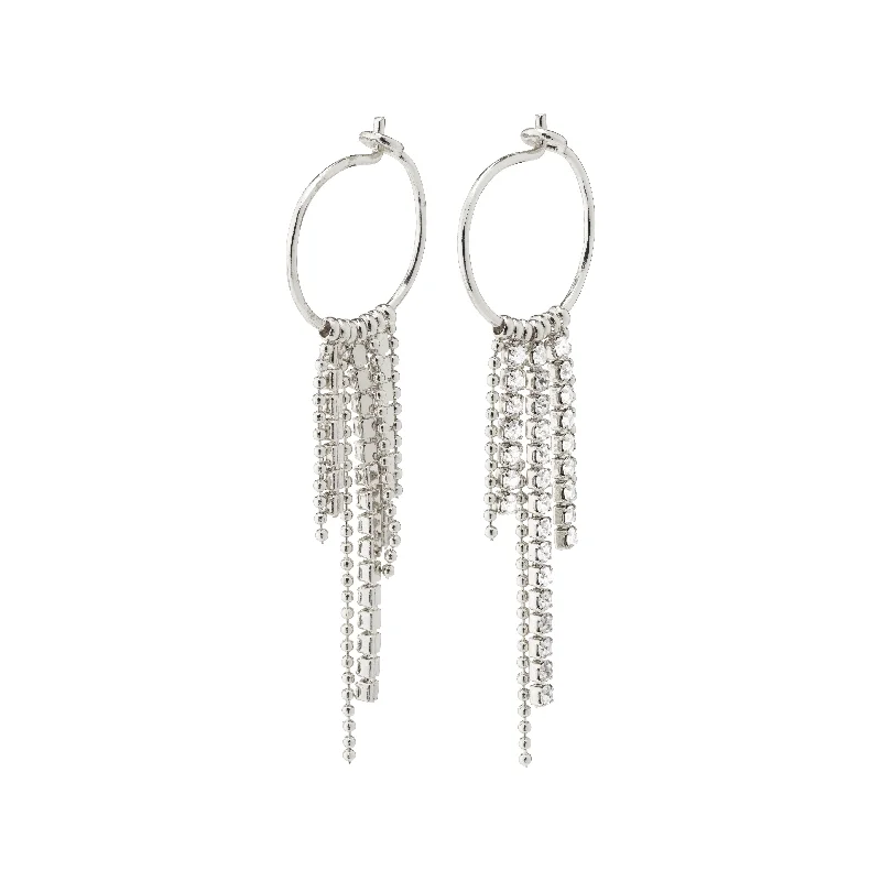 Affordable drop earrings with gemstone accents for adding color to outfits -MAJA crystal waterfall hoop earrings silver-plated