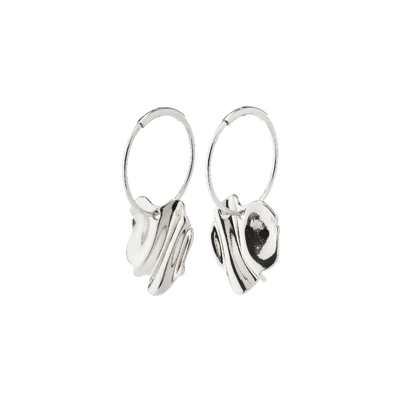 Drop earrings with natural wood elements for a rustic and earthy vibe -EM wavy hoop earrings silver-plated