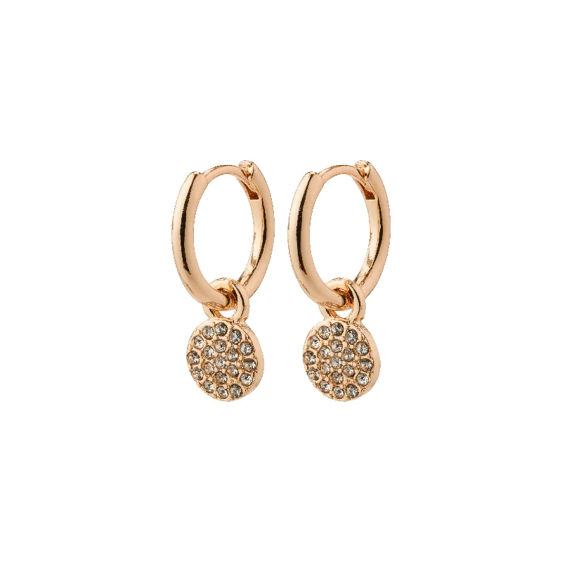 Crystal drop earrings for bridesmaid gifts that exude elegance and beauty -CHAYENNE crystal hoop earrings rosegold-plated