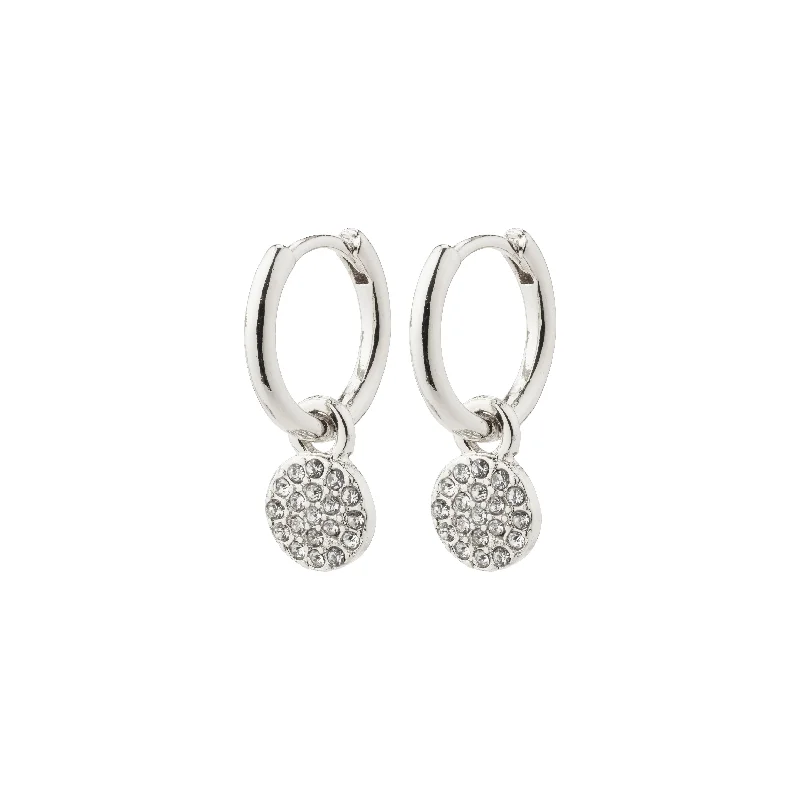 Delicate drop earrings with pearl embellishments for a feminine and refined style -CHAYENNE crystal hoop earrings silver-plated