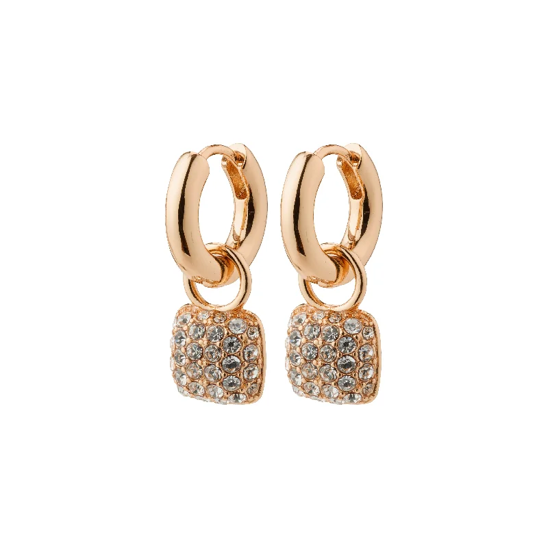 Drop earrings with sterling silver hooks for stylish and durable wear -CINDY crystal hoop earrings rosegold-plated