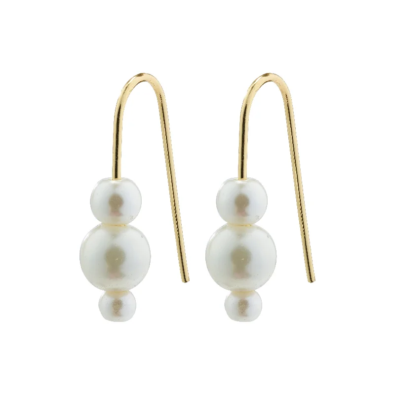 Fashionable drop earrings with a mix of metal and stone for added contrast -ELBERTA pearl earrings gold-plated