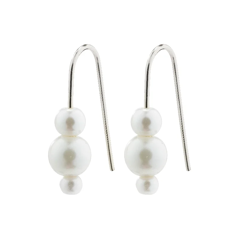 Drop earrings with adjustable hooks for a customizable fit and comfort -ELBERTA pearl earrings silver-plated