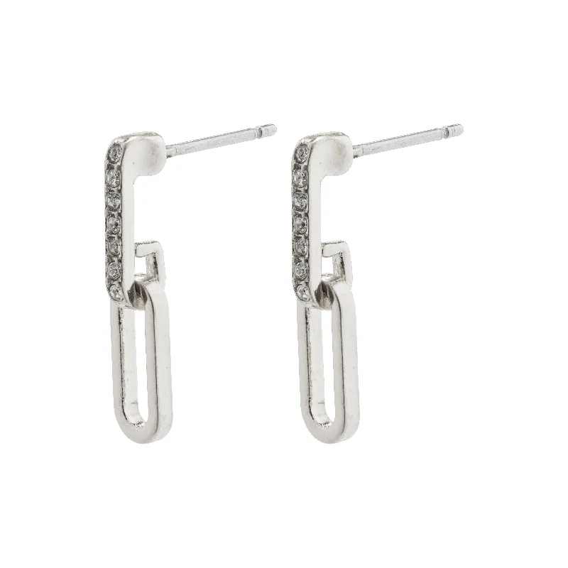 Geometric drop earrings with angular lines for a modern and stylish edge -ELISE oval link crystal earrings silver-plated