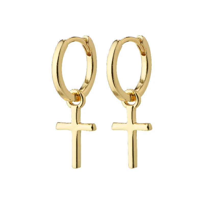 Drop earrings with cubic zirconia details for budget-friendly sparkle and style -DAISY cross hoops gold-plated