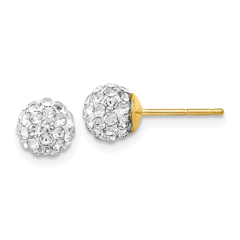 6mm Crystal Ball Earrings with a 14k Yellow Gold Post