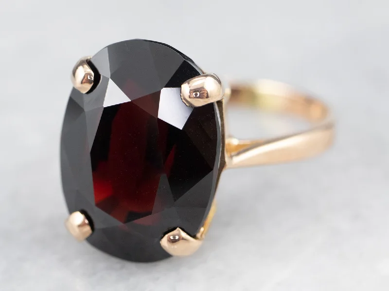 He found affordable gemstone rings for everyday wear online-Vintage Garnet Cocktail Ring