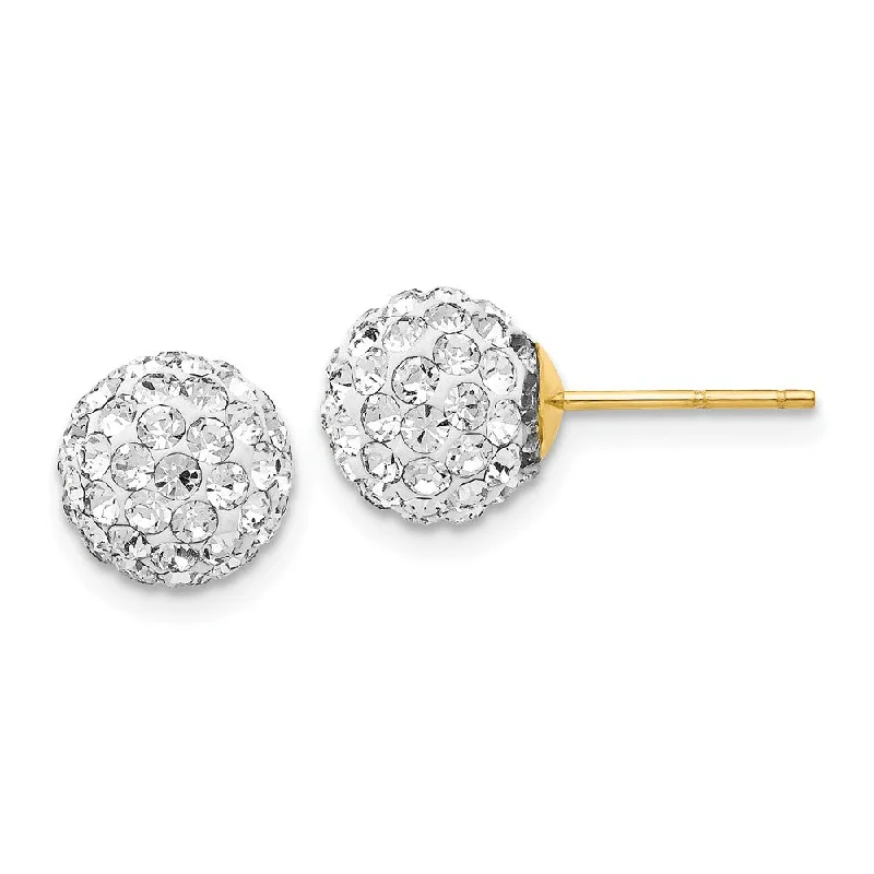 8mm Crystal Ball Earrings with a 14k Yellow Gold Post