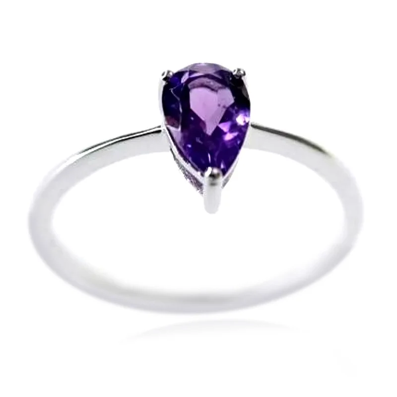 Designer gemstone rings showcased at jewelry expos impressed all-925 Sterling Silver African Amethyst Gemstone Solitaire Ring