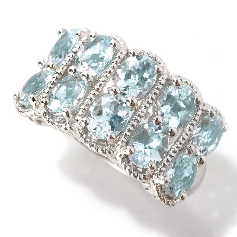 He found affordable gemstone rings for everyday wear online-925 Sterling Silver Aquamarine Ring