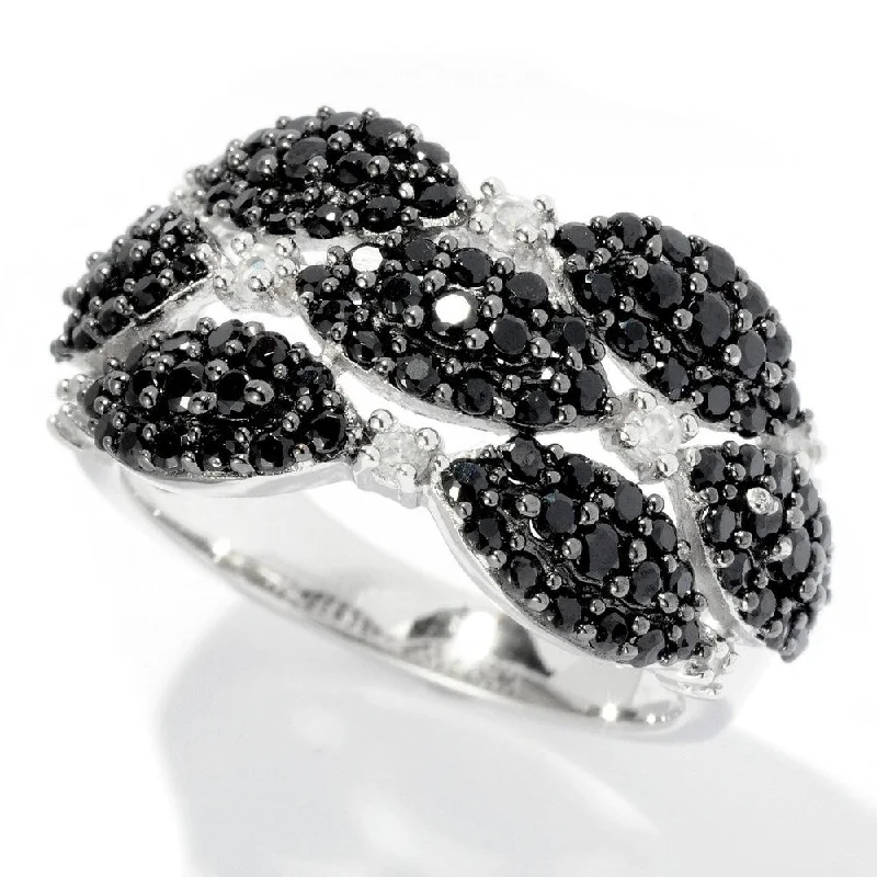 Designer gemstone rings showcased at jewelry expos impressed all-925 Sterling Silver Black Spinel and White Topaz Ring