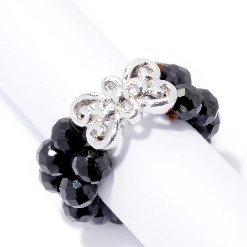 Bohemian gemstone rings with raw crystals matched her vibe-925 Sterling Silver Black Spinel Ring