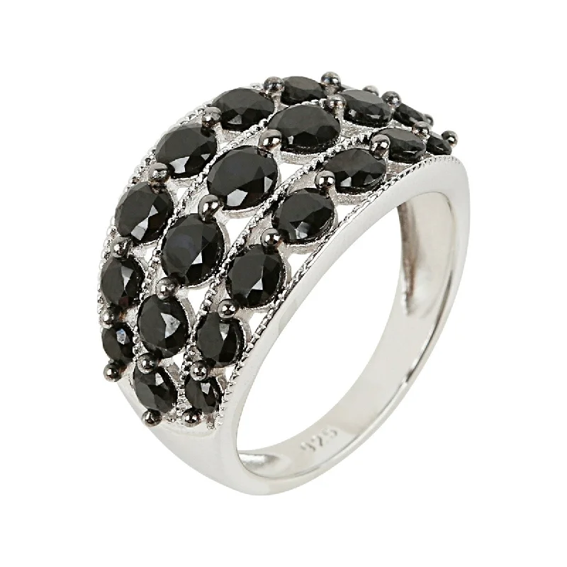 The vintage gemstone rings with rare emeralds gleamed brightly-925 Sterling Silver Black Spinel Ring