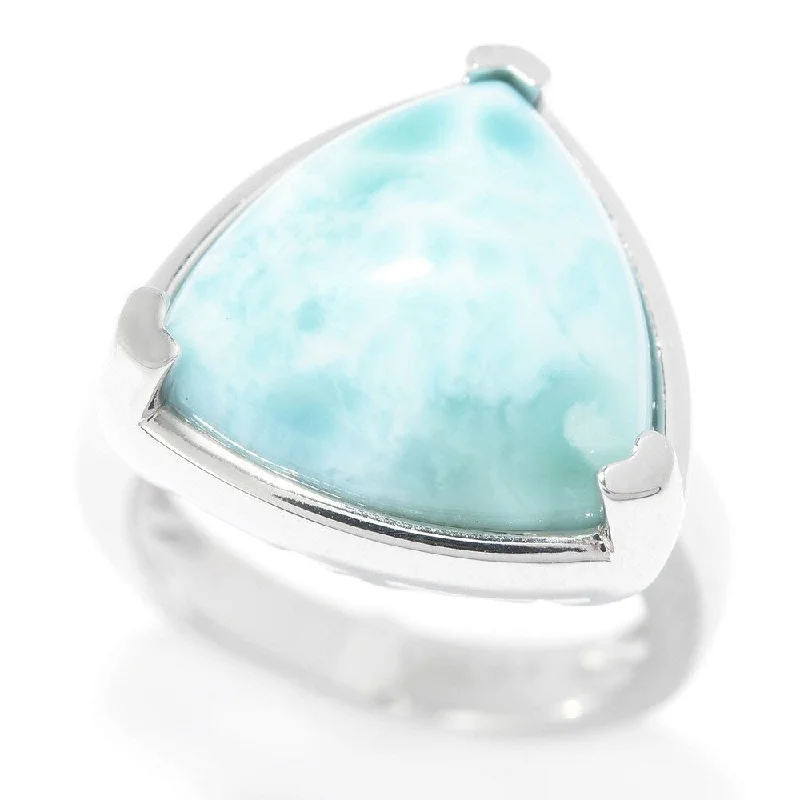 Bohemian gemstone rings with raw crystals matched her vibe-925 Sterling Silver Larimar Ring