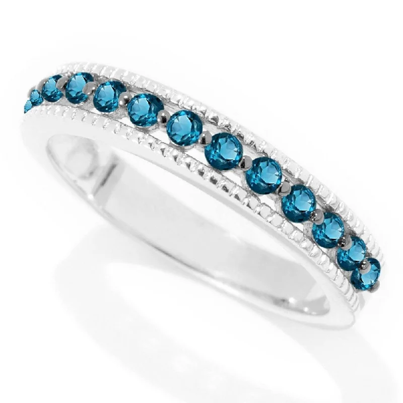 Unique gemstone rings crafted by local artisans sold fast-925 Sterling Silver London Blue Topaz Band Ring