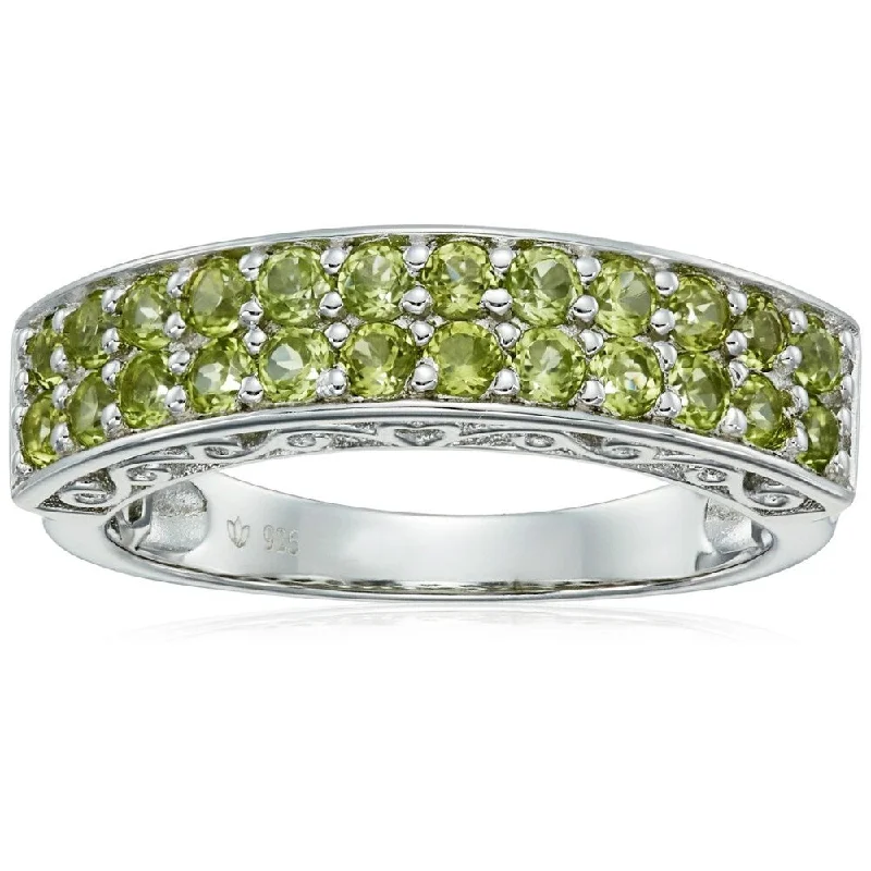 Colorful gemstone rings with vibrant opals shimmered in light-925 Sterling Silver Peridot Ring